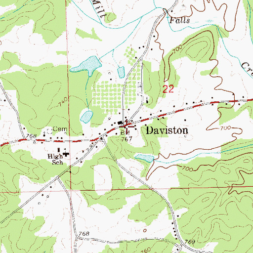 Topographic Map of Daviston Post Office, AL