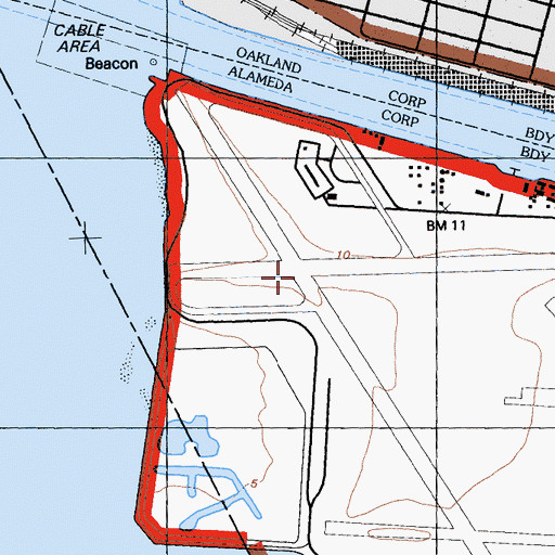 Topographic Map of Alameda Naval Air Station (historical), CA