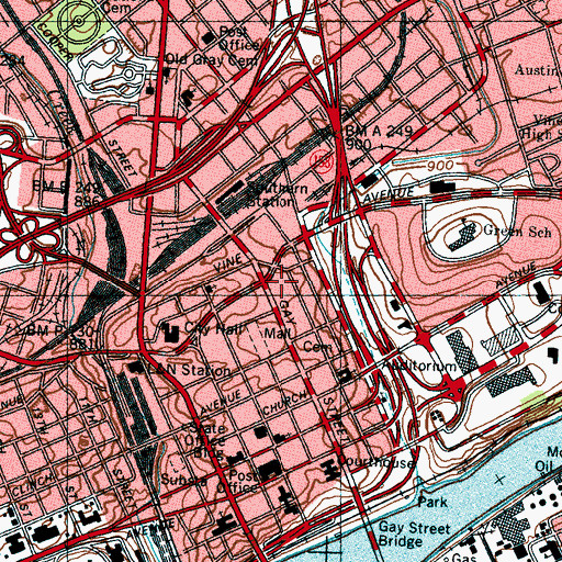 Topographic Map of Battery Billingsley (historical), TN