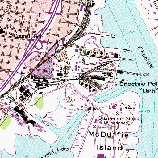 Topographic Map of Battery Missouri (historical), AL