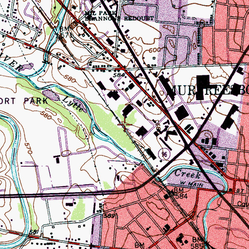 Topographic Map of Battery Mitchel (historical), TN