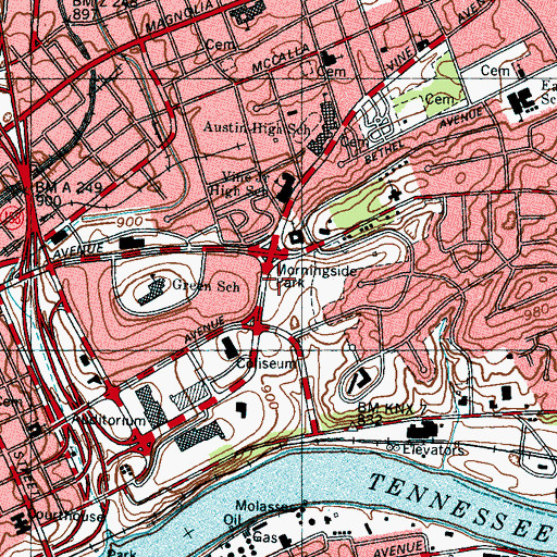 Topographic Map of Battery Stearman (historical), TN