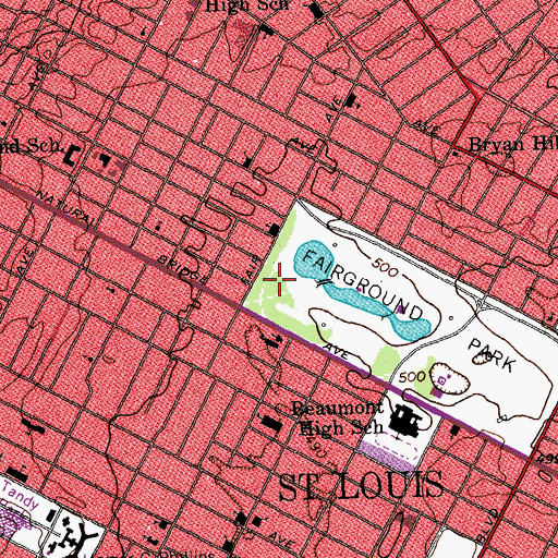 Topographic Map of Benton Barracks (historical), MO