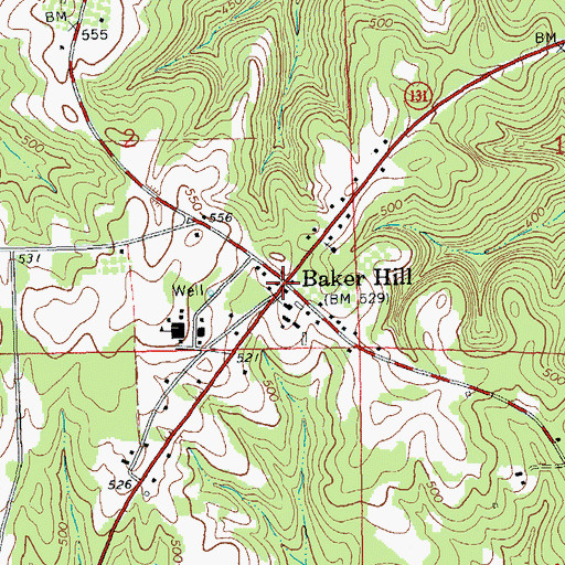 Topographic Map of Baker Hill Post Office, AL