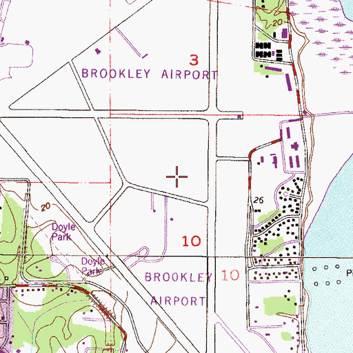 Topographic Map of Brookley Air Force Base (historical), AL