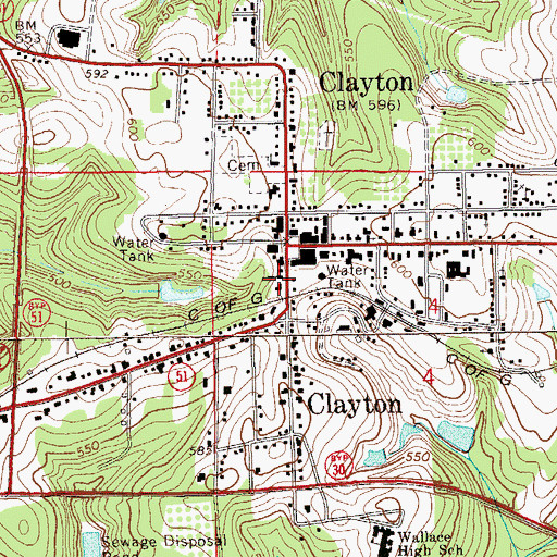 Topographic Map of Clayton Post Office, AL