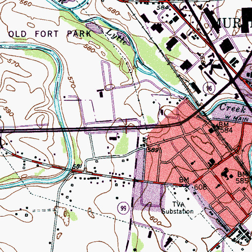 Topographic Map of Demi-Lunette Davis (historical), TN