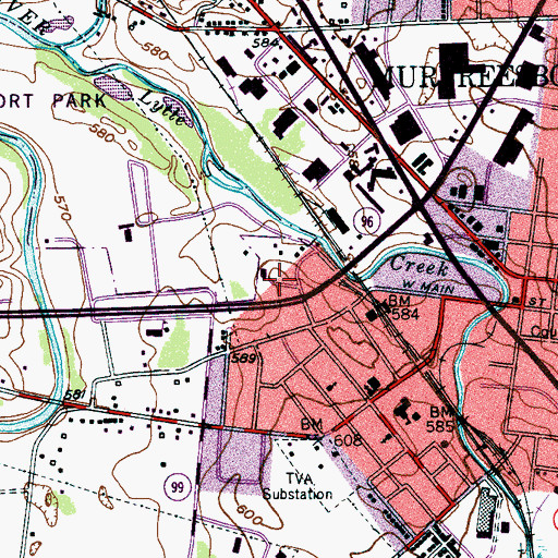 Topographic Map of Demi-Lunette Garfield (historical), TN