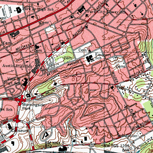 Topographic Map of Fort Hill (historical), TN
