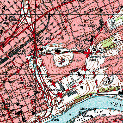 Topographic Map of Fort Huntington Smith (historical), TN
