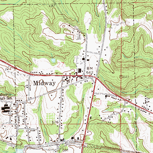 Topographic Map of Midway Post Office (historical), AL