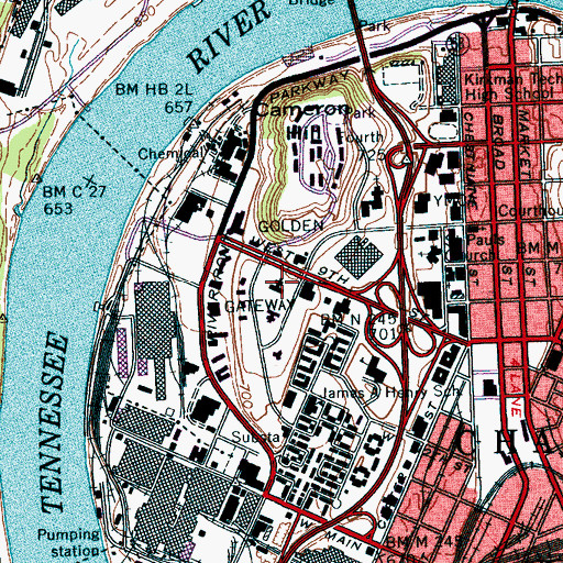 Topographic Map of Fort Mihalotzy (historical), TN