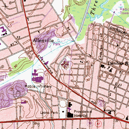 Topographic Map of Fort Mouton (historical), AL