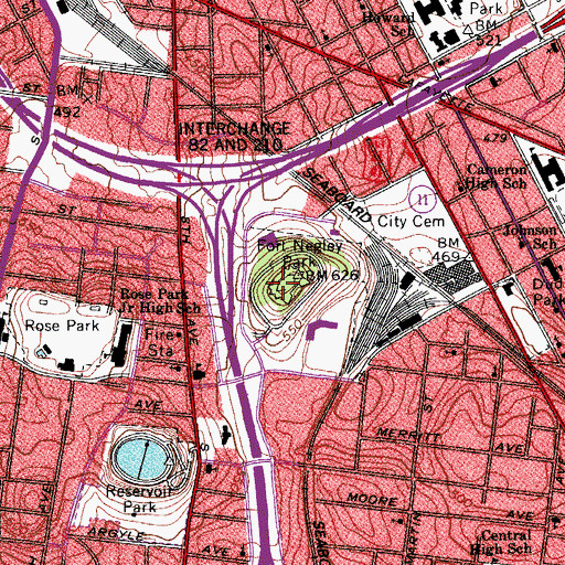 Topographic Map of Fort Negley (historical), TN