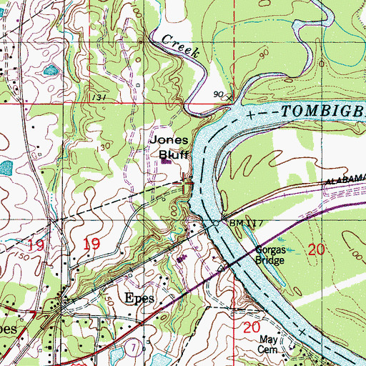 Topographic Map of Fort Tombecbe (historical), AL