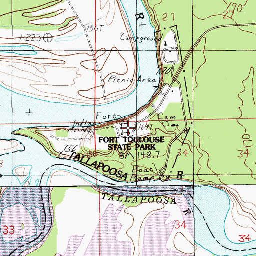 Topographic Map of Fort Toulouse (historical), AL