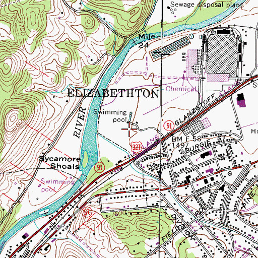 Topographic Map of Fort Watauga (historical), TN