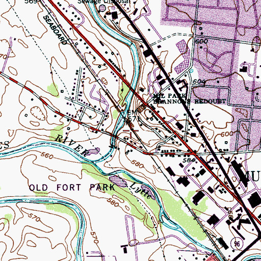 Topographic Map of Fortress Rosecrans (historical), TN