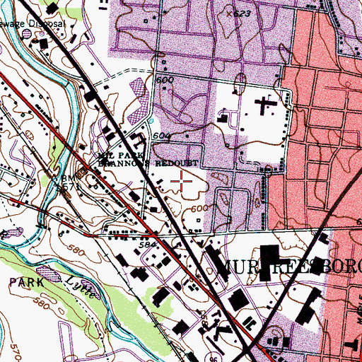 Topographic Map of Lunette Gordon Granger (historical), TN