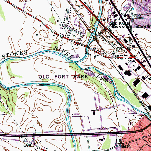 Topographic Map of Lunette Palmer (historical), TN