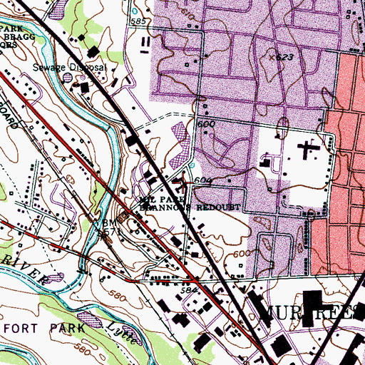 Topographic Map of Lunette Rousseau (historical), TN