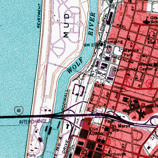 Topographic Map of Memphis Navy Yard (historical), TN