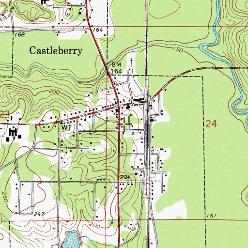 Topographic Map of Castleberry Post Office, AL