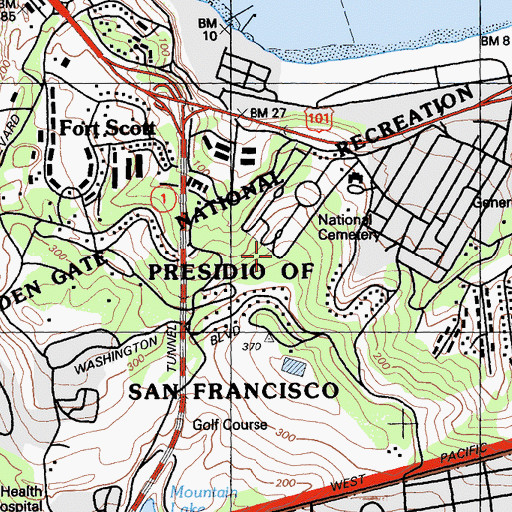 Topographic Map of Presidio of San Francisco (historical), CA