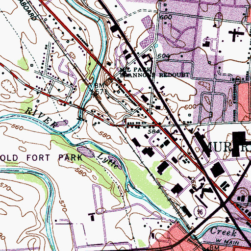 Topographic Map of Redoubt Johnson (historical), TN