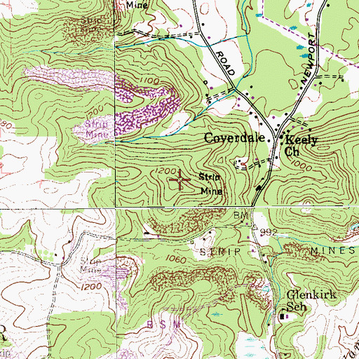 Topographic Map of New Beaver, PA