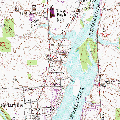 Topographic Map of Leo-Cedarville, IN