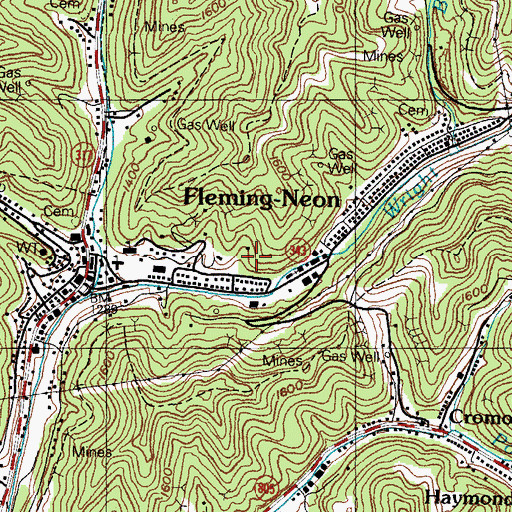 Topographic Map of Fleming-Neon, KY