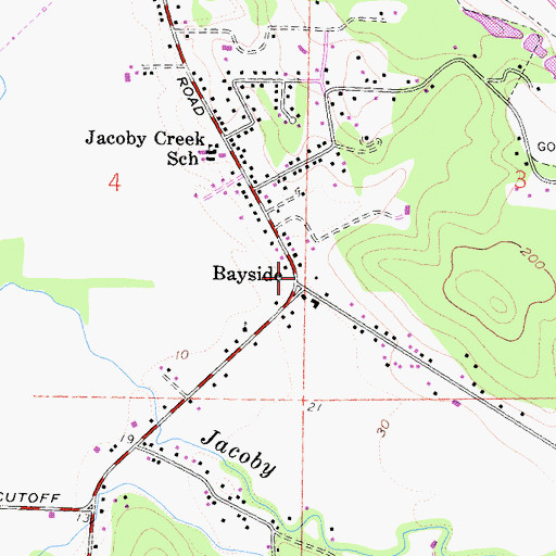 Topographic Map of Bayside Post Office, CA