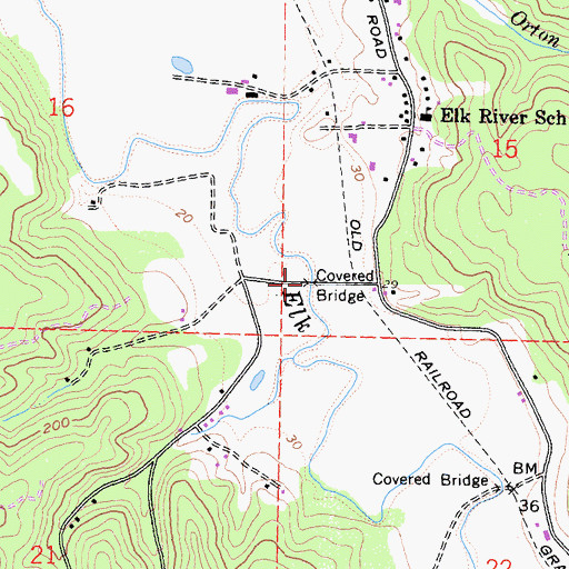 Topographic Map of Bertas Ranch Bridge, CA