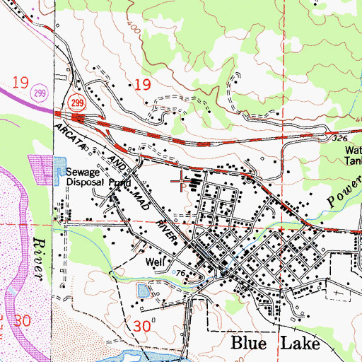 Topographic Map of Blue Lake Elementary School, CA