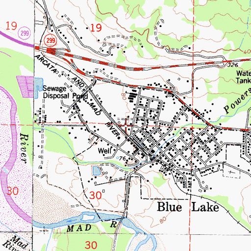 Topographic Map of Blue Lake Fire Protection District, CA