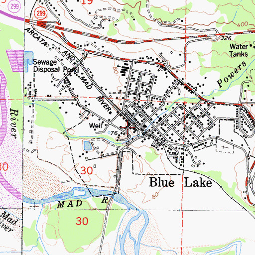 Topographic Map of Blue Lake Museum, CA