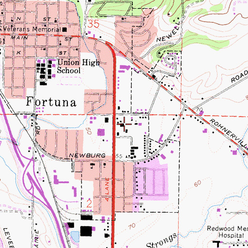 Topographic Map of Christ Lutheran Church, CA