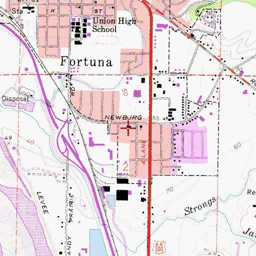 Topographic Map of New Life Christian School / Great Beginnings Preschool, CA