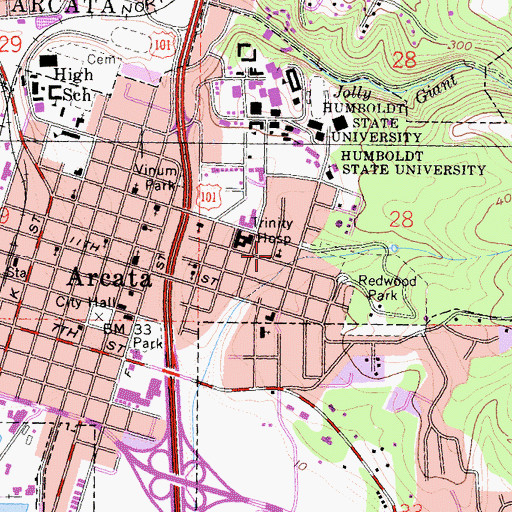 Topographic Map of Church of the Nazarene, CA