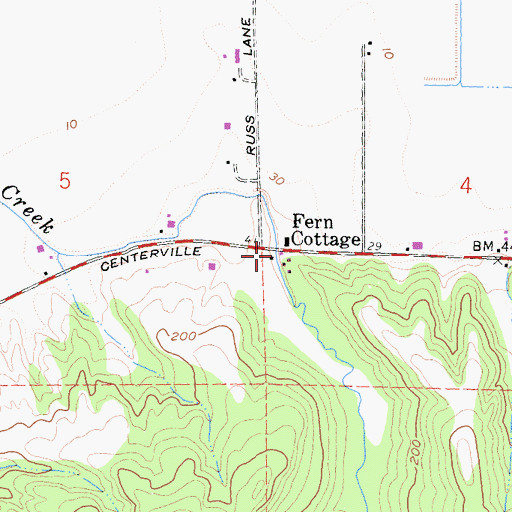 Topographic Map of Fern Cottage Historic District, CA