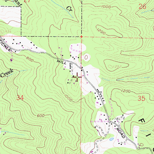 Topographic Map of Fickle Hill, CA