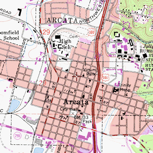 Topographic Map of First Baptist Church, CA