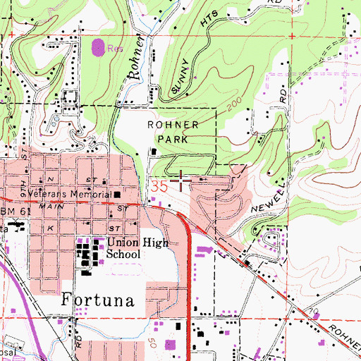 Topographic Map of First Baptist Church of Fortuna, CA