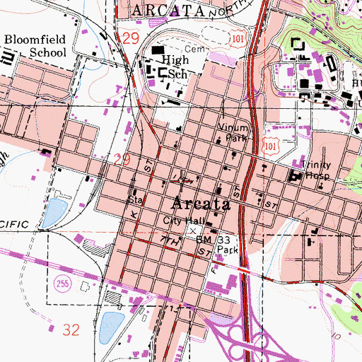 Topographic Map of First Methodist Episcopal Church (historical), CA