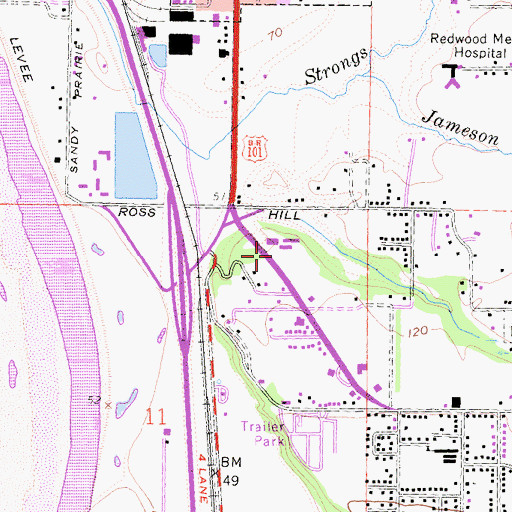 Topographic Map of Fortuna Junior Academy, CA