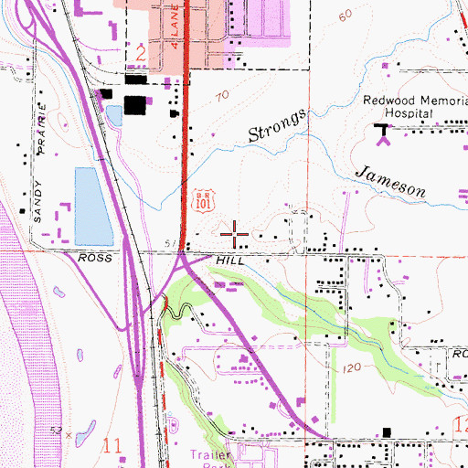 Topographic Map of Fortuna Seventh Day Adventist Church, CA