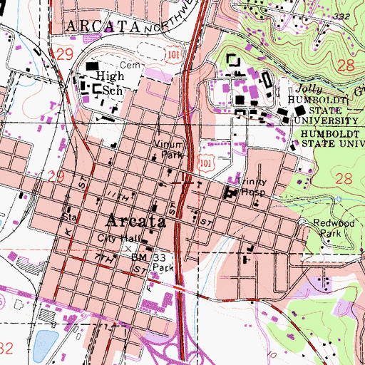 Topographic Map of Foursquare Gospel Church, CA