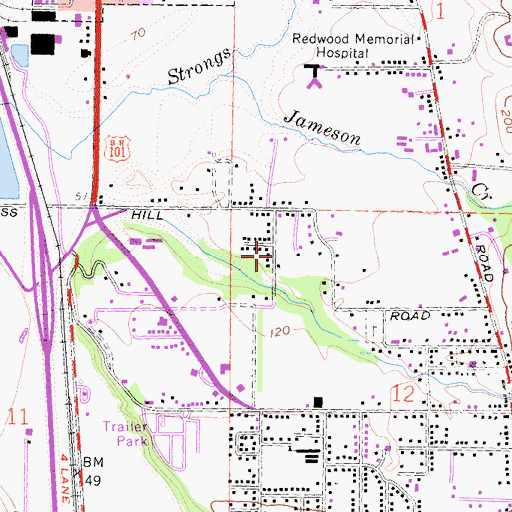 Topographic Map of Newburg Park, CA