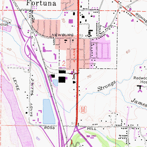 Topographic Map of Redwood Village Shopping Center, CA